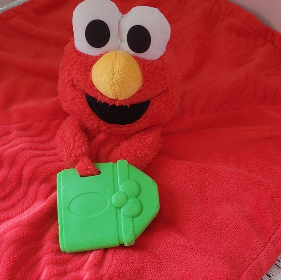 Bright Starts Elmo Sesame Street Red Plush Lovey Teether Tags Security Blanket - Picture 2 of 9